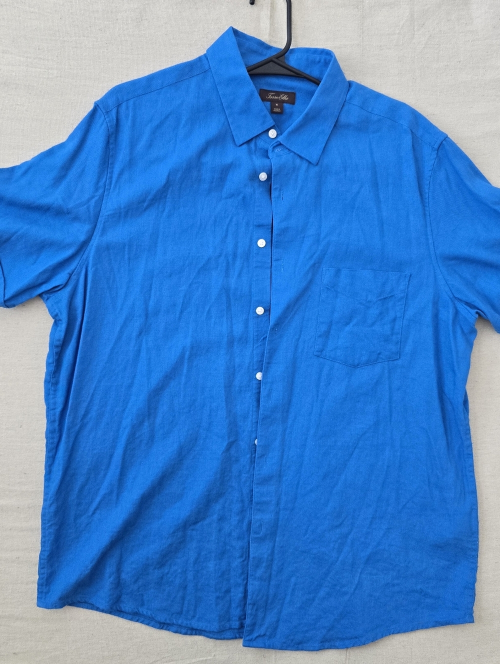 Tasso Elba Blue Linen Shirt XL Resort Vacation Casual